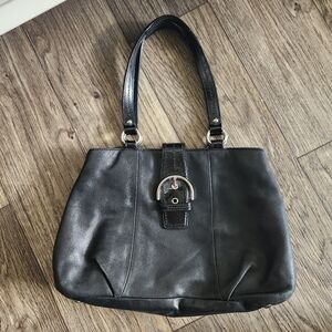 Coach Soho East West Leather Carryall Satchel Tote Bag Black